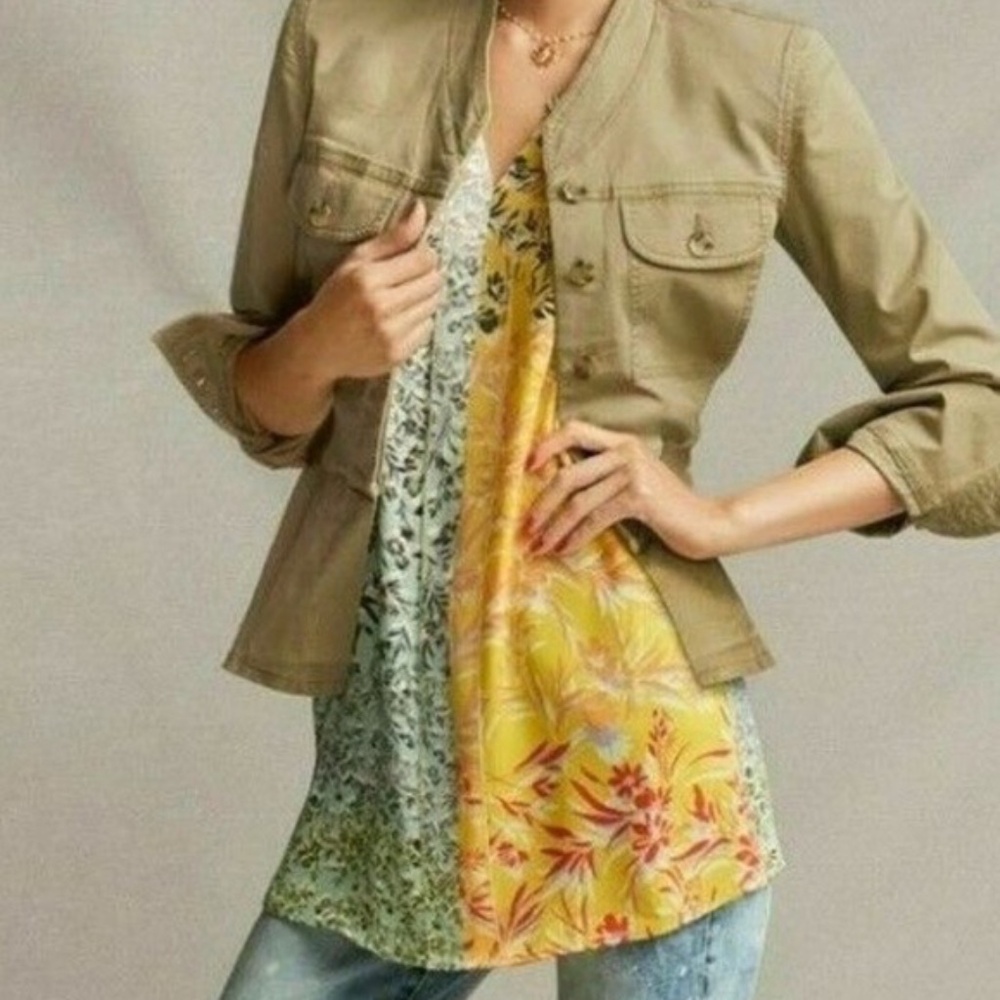 CAbi Women's Golden Glow Sleeveless Floral Print Tank Blouse Multicolor Tunic